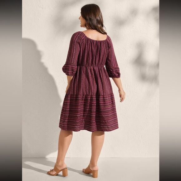 BloomChic Fall Stripes Cinched-Waist Tie Midi Dress – Size 1X - NWT - Picture 4 of 7